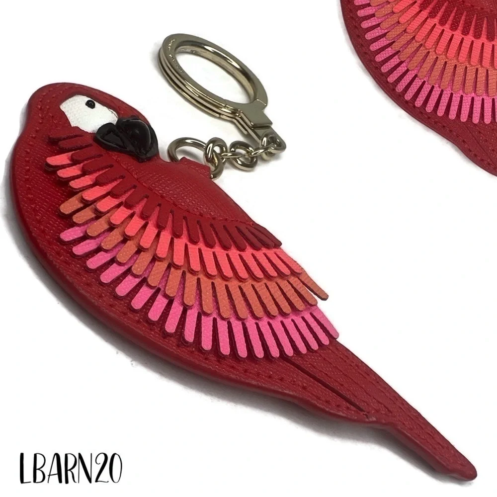 Kate Spade Novelty Rare Parrot Keychain Fob and Coin Bag Set